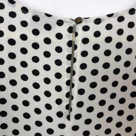 Bobeau polka dot black white top blouse medium - Picture 5 of 7